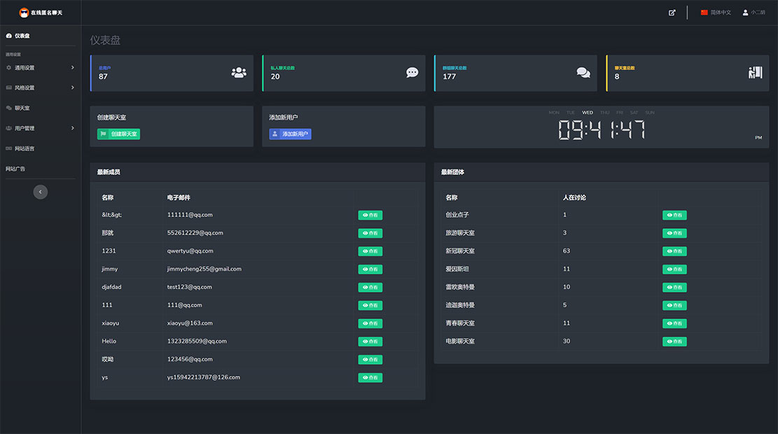 在线匿名聊天购买源码-学长源码测试分享 - Dashboard.jpg